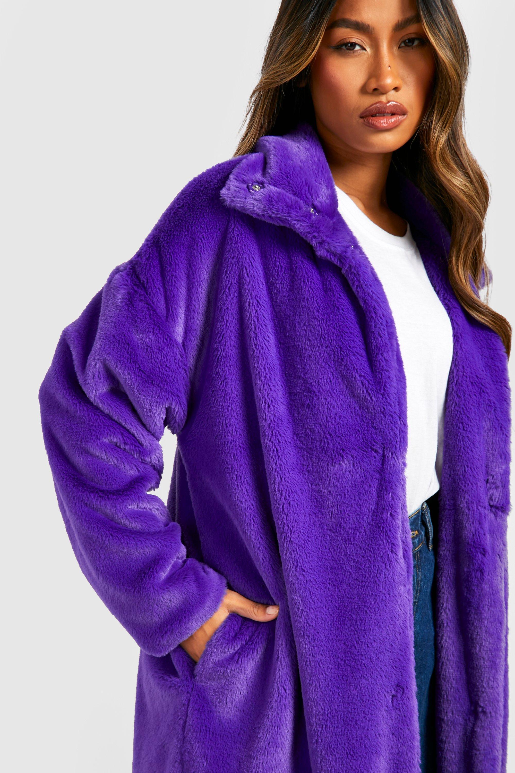 Purple faux hot sale fur coat